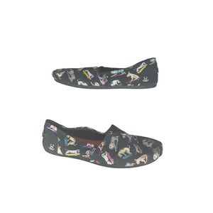 Bobs For Dogs Skechers Womens Shoes Black Dog Print Slip On Flats Size‎ 7.5